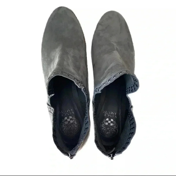 VINCE CAMUTO Chateau Gray Leather Prafinta Ankle Booties Suede Boot Sz 9.5 - Picture 4 of 11